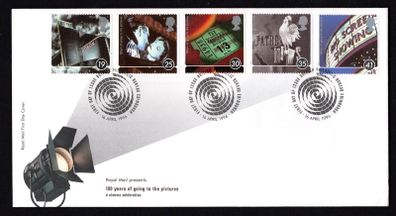 1996 Great Britain Centenary of Cinema Commemorative Stamps Royal Mail Addressed First Day Cover (FDC).