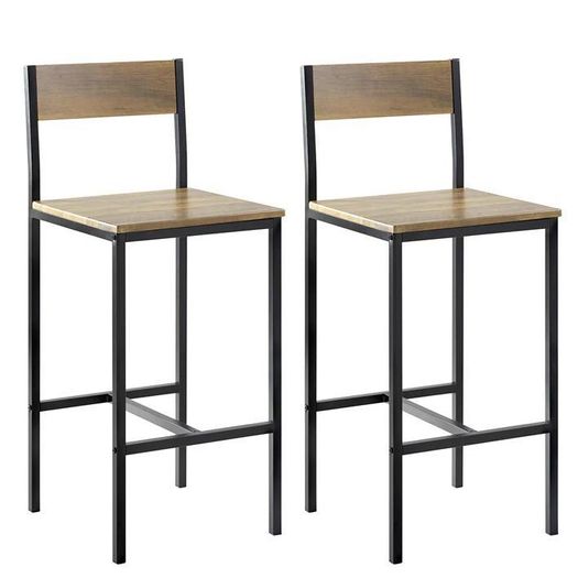 Set of 2 Bar Chairs | 67cm Counter Stools with Backrest  Metal Frame & Padded S