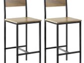 Set of 2 Bar Chairs | 67cm Counter Stools with Backrest  Metal Frame & Padded S