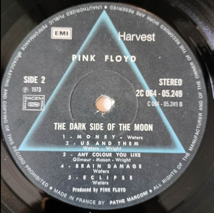Pink Floyd : The dark side of the Moon : Harvest 2C064-05249, LP, France 1973, VG+
