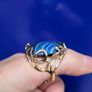 Adjustable ring with faceted blue Agate stone & gold plated setting Image 3