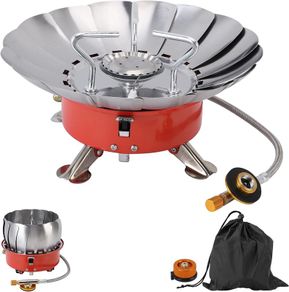 Portable Camping Stove 3500W Outdoor Gas Cooker with 35cm Extended Hose & Adapter, Lightweight Foldable, Windproof & High-Temperature, Ideal for Hiking, Fishing, BBQ, Emergency Cooking