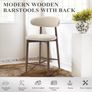 2PCS Counter Height Bar Stools with Back, Modern Upholstered Bar Chairs with Ergonomic Backrest & Footrest, Rubberwood Frame, Breathable Fabric, Padded Seat for Kitchen Island & Home Bar Image 3