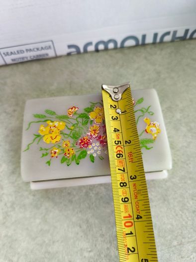 Vintage White Lucite Jewellery Trinket Box With Floral Lid 1970s