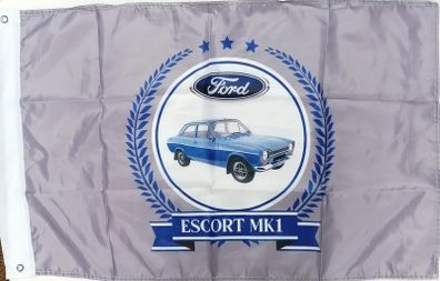 Blue Ford Escort Mk1 Flag (Grey Background).