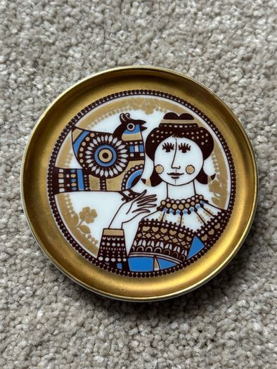 Vintage Dutch Miniature Decorative Plate/ Butter Pat/ Teabag Holder