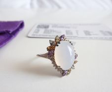 New silver RRP e137 Gemporia multistone ring size N-O