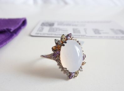 New silver RRP e137 Gemporia multistone ring size N-O