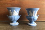 Vintage Wedgwood Blue Jasperware Miniature Urns