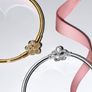 Pandora Pave Bezel Flower Bangle Silver Size 20cm Brand New Image 4