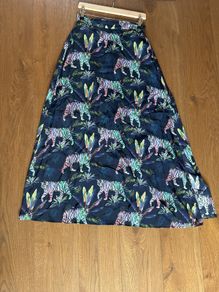 Pyrus London 100% silk tiger print maxi skirt size 10