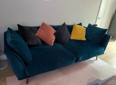 Beautiful teal-coloured sofa