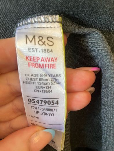 M&S grey pinafore (as new) age 8-9