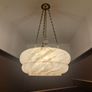 Rare open base Original Art Deco light pink hue 1930s glass ceiling shade Image 4