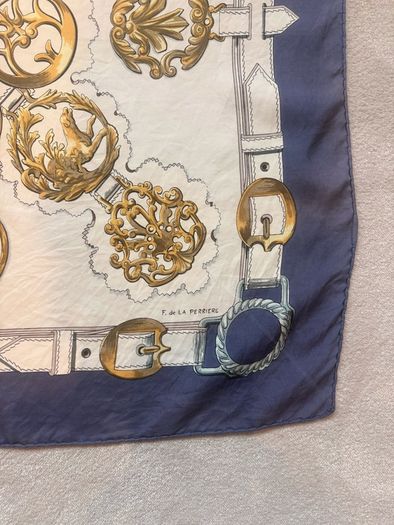 Authentic, vintage Hermes Cuivreries Silk Carre Scarf