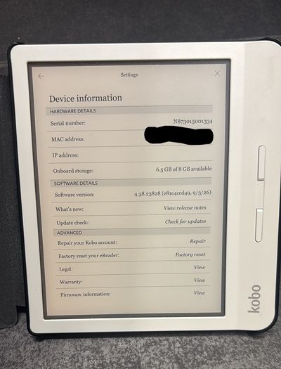 kindleKobo Libra H2O 8GB Excellent Condition Waterproof case included