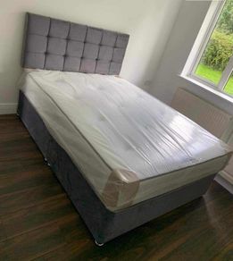 Double Divan Bed with Mattress and headboard