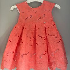Mayoral coral broderie anglaise dress Size 6-12 mths EUC