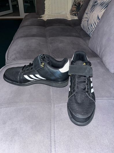 Black and white adidas Power Perfect Weightlifting Shoe