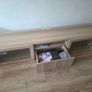 TV Unit 180cm White Stained Oak Effect with Glass Doors & Drawer Image 2