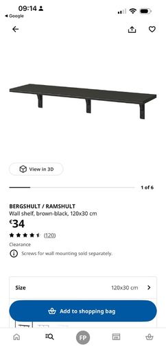 IKEA BERGSHULT / RAMSHULT - Wall Shelves with Brackets -  Black Brown