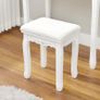 _dressing table set, dressing table, with mirror, padded stool, 5 drawers, pull-out jewelry shelf with 6 compartments, gift idea, for bedroom, white Image 5