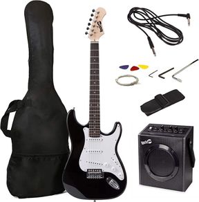 Full Size Electric Guitar Kit with 10-Watt Guitar Amp, Lessons, Strap, Gig Bag, Picks, Whammy, Lead and Spare Strings - Black (FREE SHIPPING)