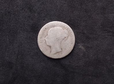 1878 Queen Victoria Silver Shilling - Milled Young Head Coin