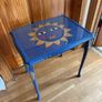 My handmade coffee table design " Golden Sun", blue with gold accents Image 2