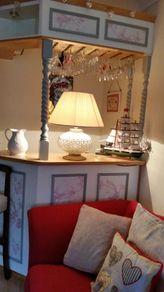 Glass Lamp & Cream Shade