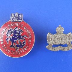 WW2 Red Cross St. John Ambulance & National Savings Movement Lend-to-Defend (wartime savings badges) - two Home Front savings scheme badges (1940s)