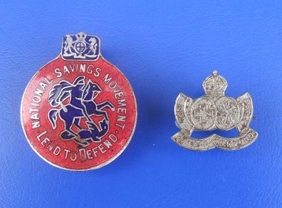 WW2 Red Cross St. John Ambulance & National Savings Movement Lend-to-Defend (wartime savings badges) - two Home Front savings scheme badges (1940s)