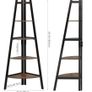 5 Tier Rustic Corner Bookshelf Small Bookcase Plant Stand for Living Room Image 4