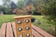 Vintage 1970s/1980s Solid Wood 6 Drawer Desktop Chest, Apothecary Spice Cabinet Organizer