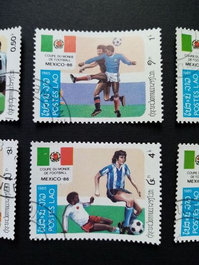 World Cup Mexico Stamps Set Vintage from Laos 1986