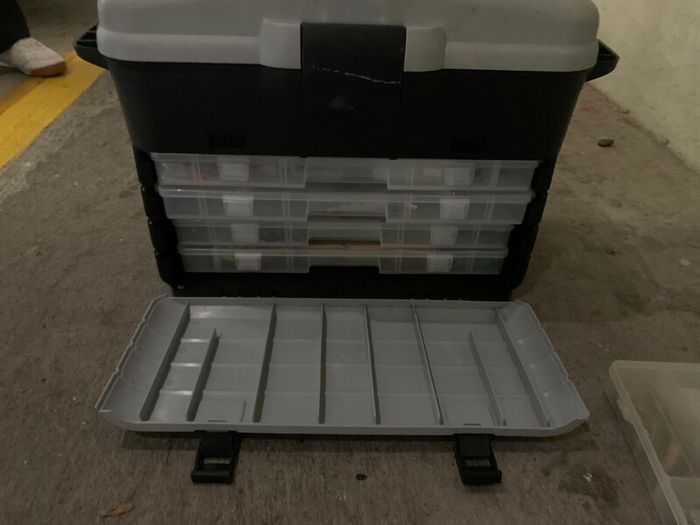 Large Fishing Tackle Box Fully Loaded Over 60 Lures, Trays, Line and Terminal Tackle
