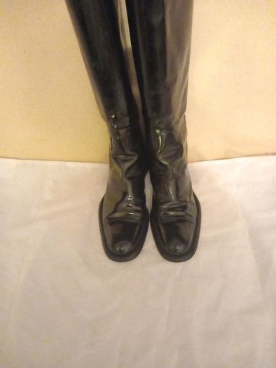 Prada Black All Leather Knee High Boots 38.5