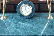 Vintage Connemara Marble Double Pen Desk Stand With Clock