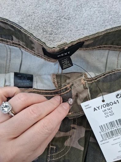 Stunning Brand New with tags Next UK14 Tall range Camo Printed 100% Cotton Pleated Denim Mini Skirt