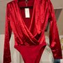 satin bodysuit burgundy shein brand new Image 3