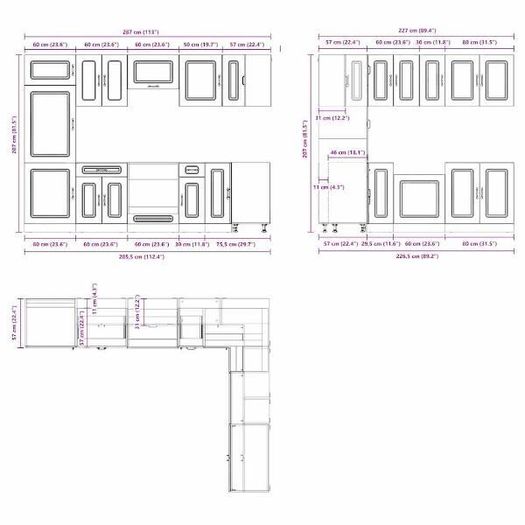 14 Piece Kitchen Cabinet Set Old Wood