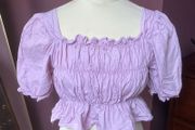 Glassworks London S/M Lilac Puff Sleeve Crop Top