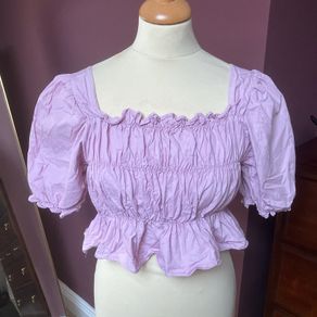 Glassworks London S/M Lilac Puff Sleeve Crop Top