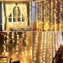 LED Curtain Lights, Window Curtain Fairy Twinkle Lights 3mx3m 300leds USB Operated 8 Modes Icicle LED String Lights with Remote & Timer for Indoor Xmas Party Home Garden Decoration (MULTIPLE COLOURS) Image 4
