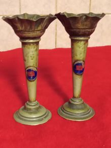 Rare Vintage  Souvenir  R.M.S. Scythia  Trumpet Vase  X 2