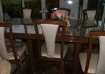 Walnut dining table & 6 chairs