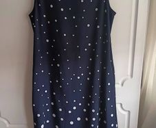 Sleeveless Navy and White Polka Dot Dress