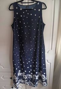 Elegant Navy and White Polka Dot Dress