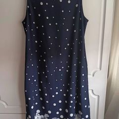 Elegant Navy and White Polka Dot Dress