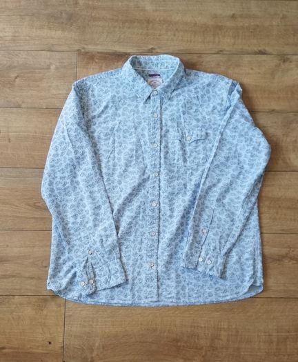 Fatface Mens pattern long sleeve Shirt light Grey 2XL size